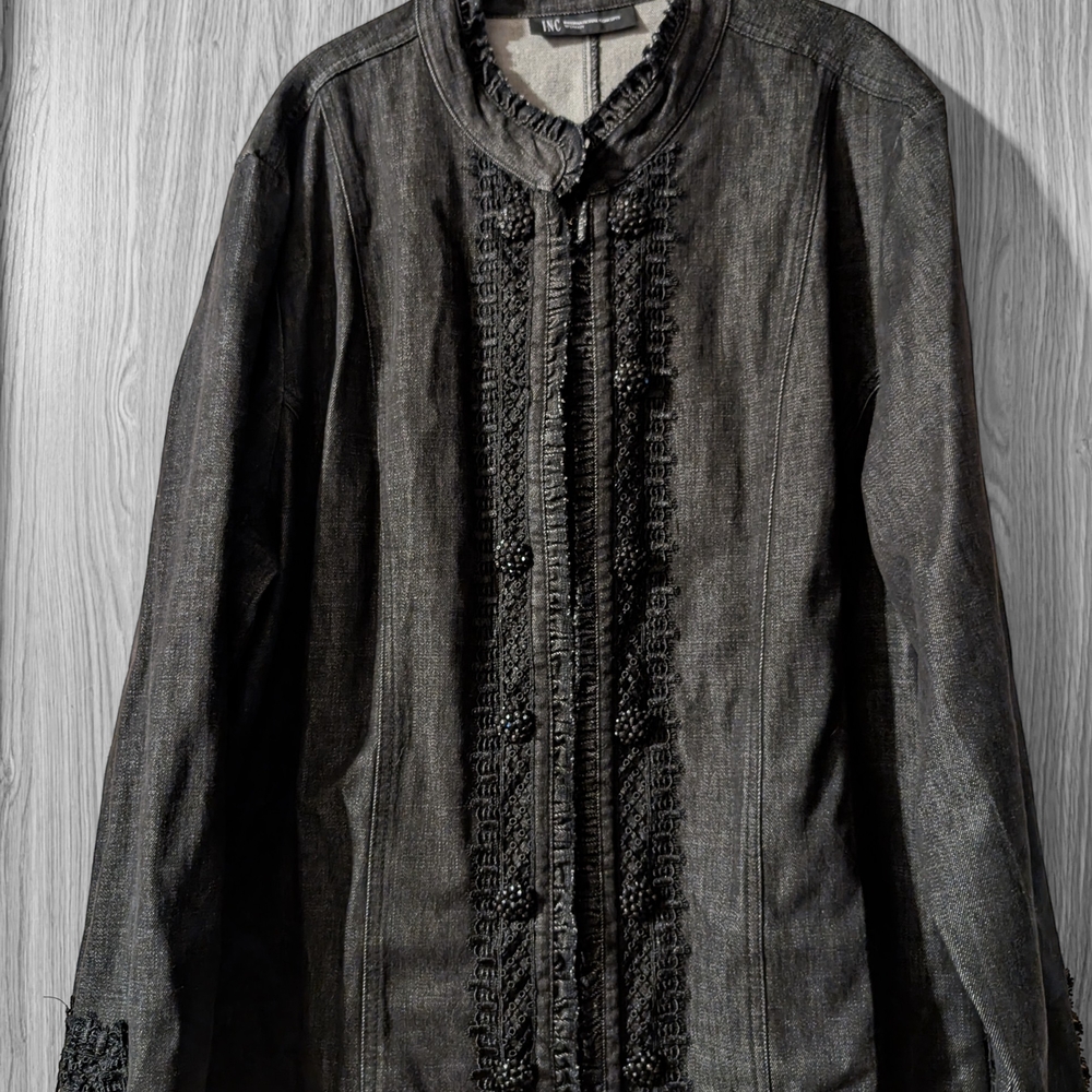 INC International Concepts Dark Gray Jean Jacket